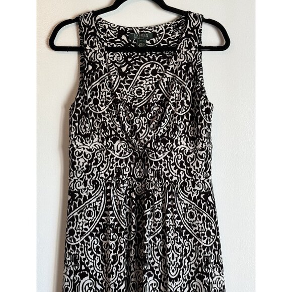 Lauren Ralph Lauren Women’s 8 Paisley Twist Front Maxi Dress Black Vacation - Picture 4 of 10
